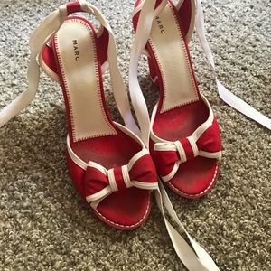 Marc Jacobs Bow-tie/Peeptoe Ribbon Tie Wedges